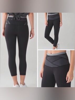 Lululemon Wunder Under Crop Leggings Grey Coal 6